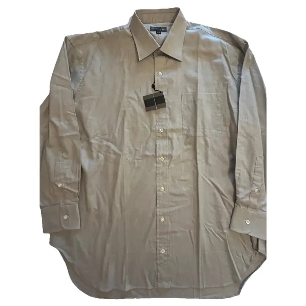 NWT hart schaffner marx Men’s Long Sleeve dress shirt Green Micro Chest Sz 17-33